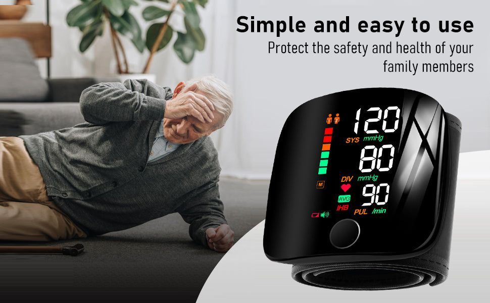 𝐀𝐮𝐭𝐨𝐦𝐚𝐭𝐢𝐜 𝐖𝐫𝐢𝐬𝐭 𝐁𝐏 𝐌𝐨𝐧𝐢𝐭𝐨𝐫™ - Clinically Accurate w/ Large Backlit Display, Adjustable Cuff, Voice Broadcast & Case