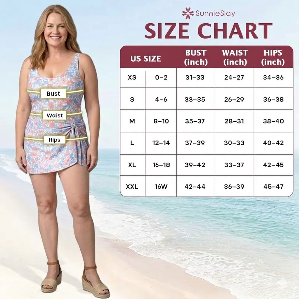 SunnieSlay - One-Piece-Swimdress for Women with Tummy Control